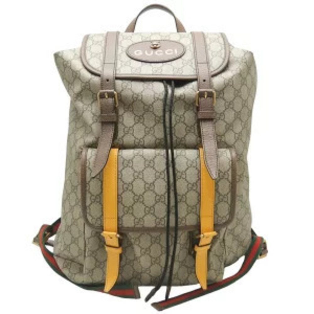 Gucci Backpack Rucksack GG Beige Soft Daypack Supreme Canvas - Picture 9 of 9